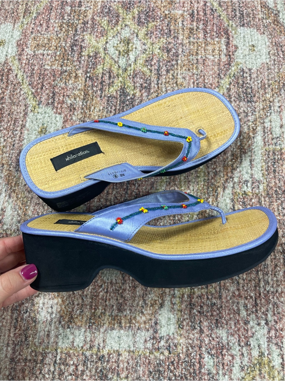 Xhilaration Y2K Flower Beaded Platform Sandals Size 9